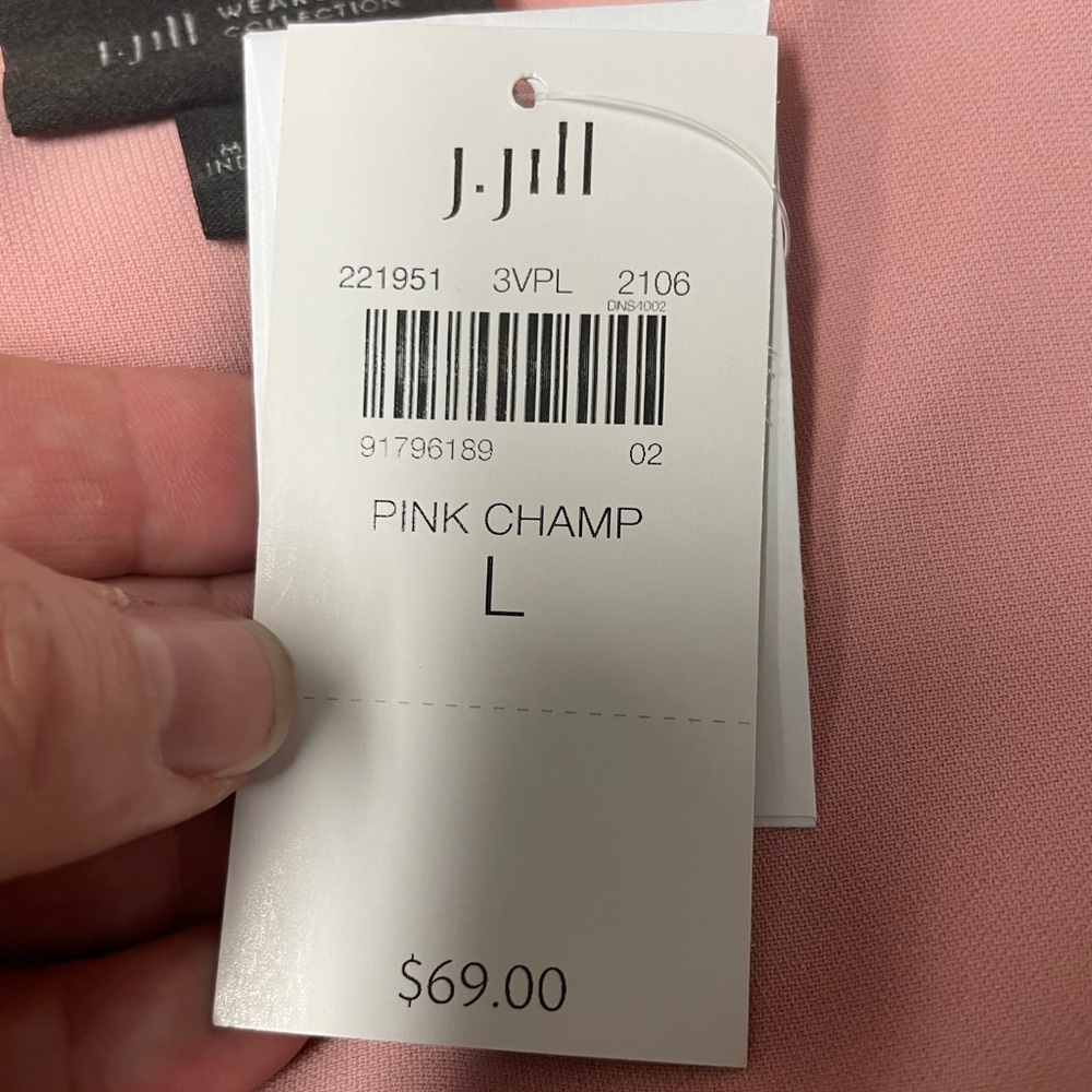 NWT J.Jill Wearever Collection Short Sleeve Pink Champ Blush Blouse Top Large - Picture 7 of 7